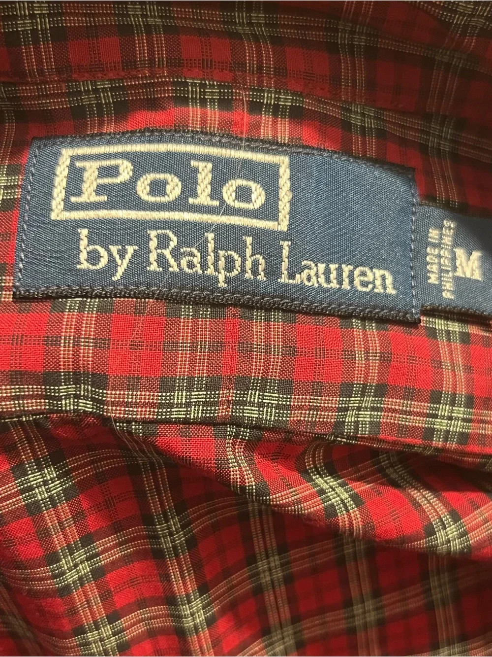 Polo Ralph Lauren Men's Red Western Plaid Shirt. Size M. Pre-Owned Vintage EUC
